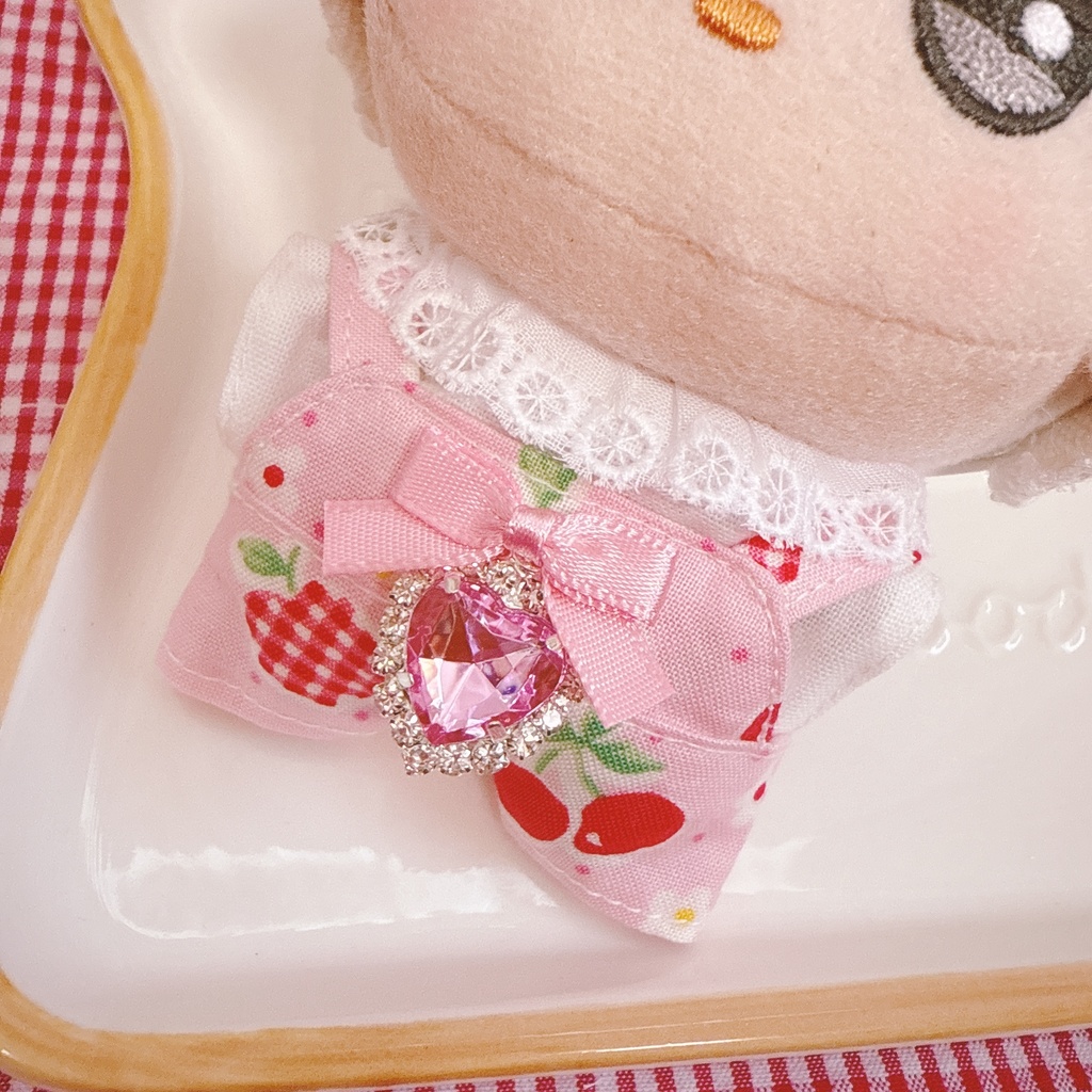 ちびぐるみサイズ☆ピンク×リンゴチェリー柄♡3点set