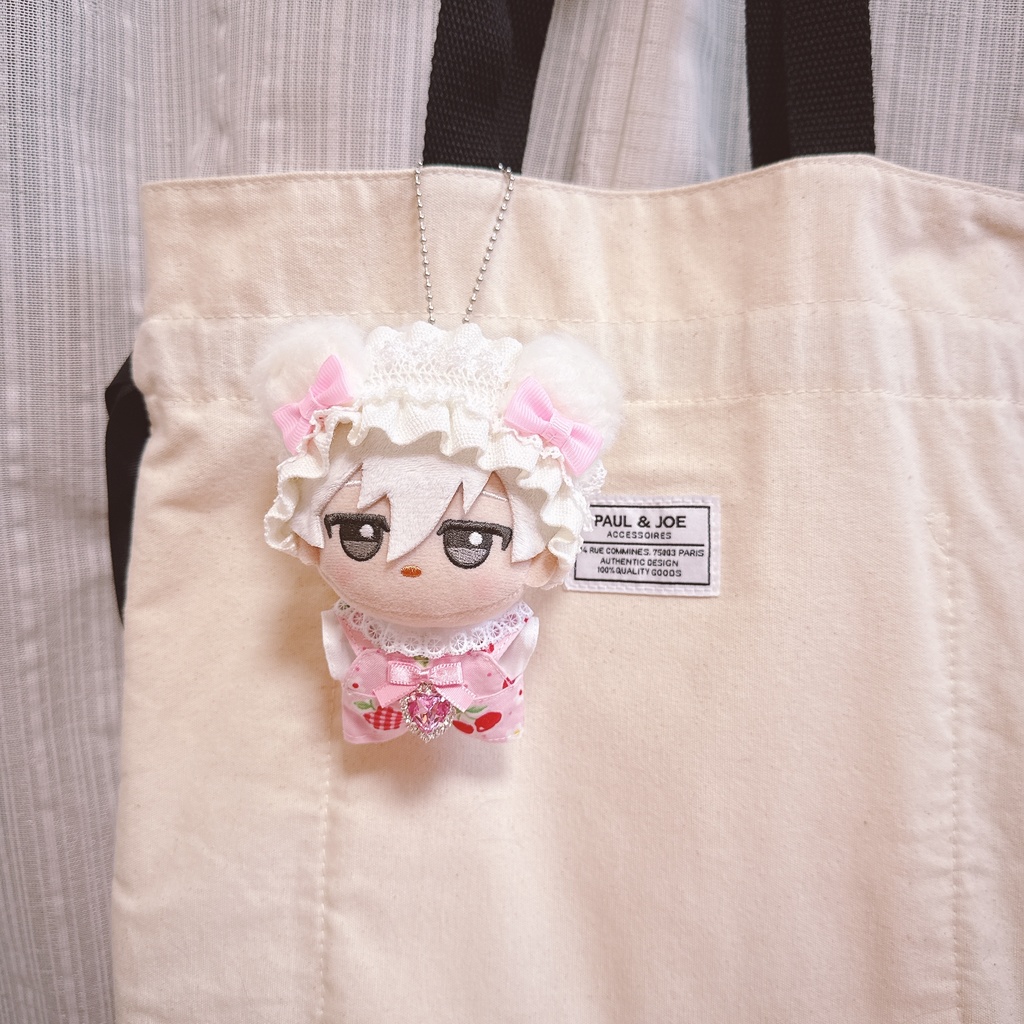 ちびぐるみサイズ☆ピンク×リンゴチェリー柄♡3点set