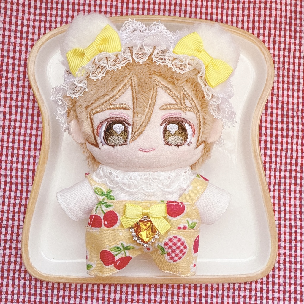 いつぬいサイズ‪☆イエロー×リンゴチェリー柄♡3点set‪☆あんスタぬい服