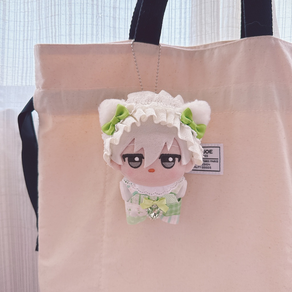 ちびぐるみサイズ☆ライトグリーンパッチワーク柄♡3点set☆ぬい服