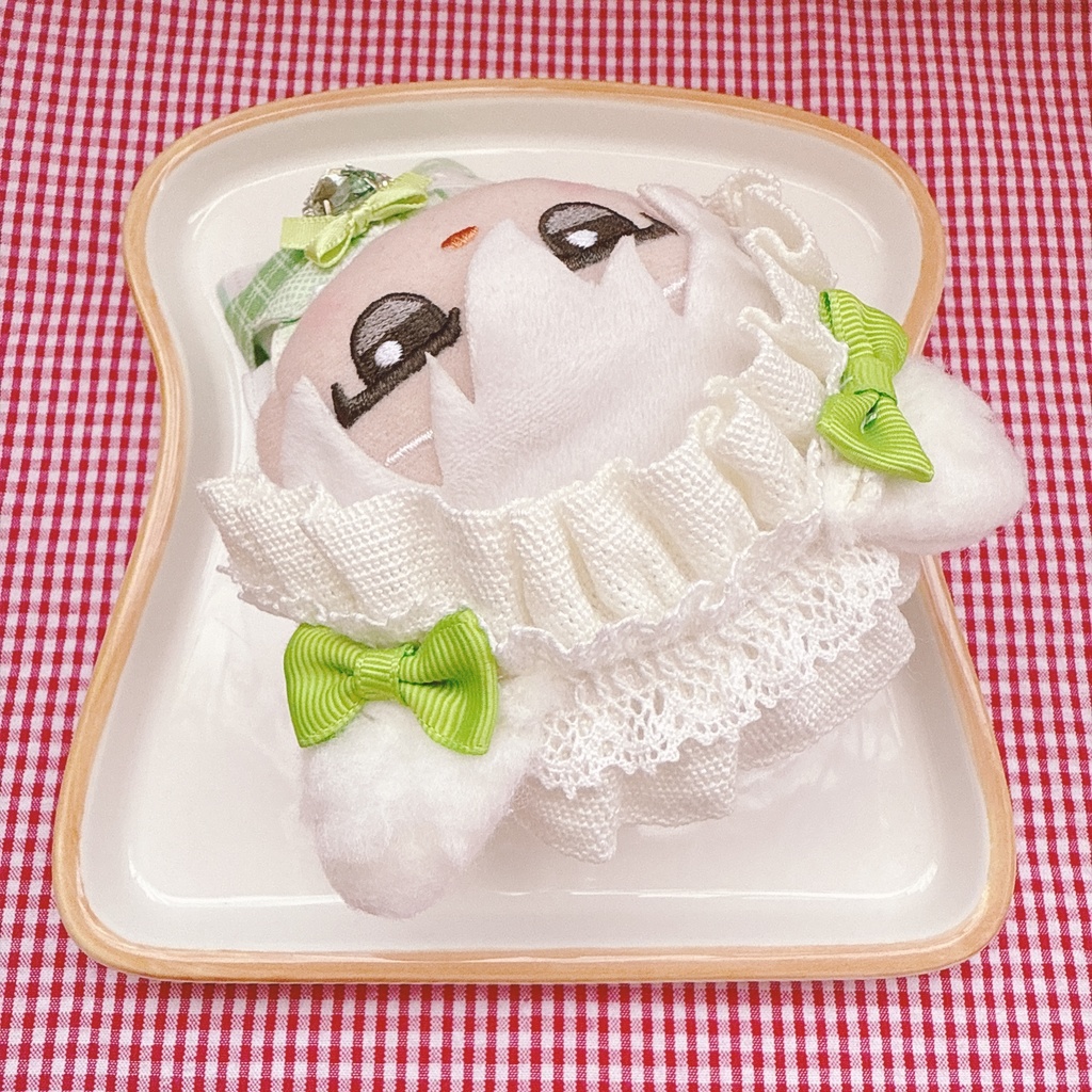 ちびぐるみサイズ☆ライトグリーンパッチワーク柄♡3点set☆ぬい服