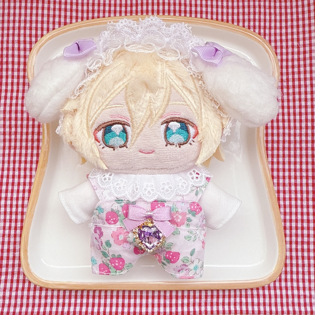 いつぬいサイズ‪☆薄パープル×イチゴフラワー柄♡3点set‪☆あんスタぬい服