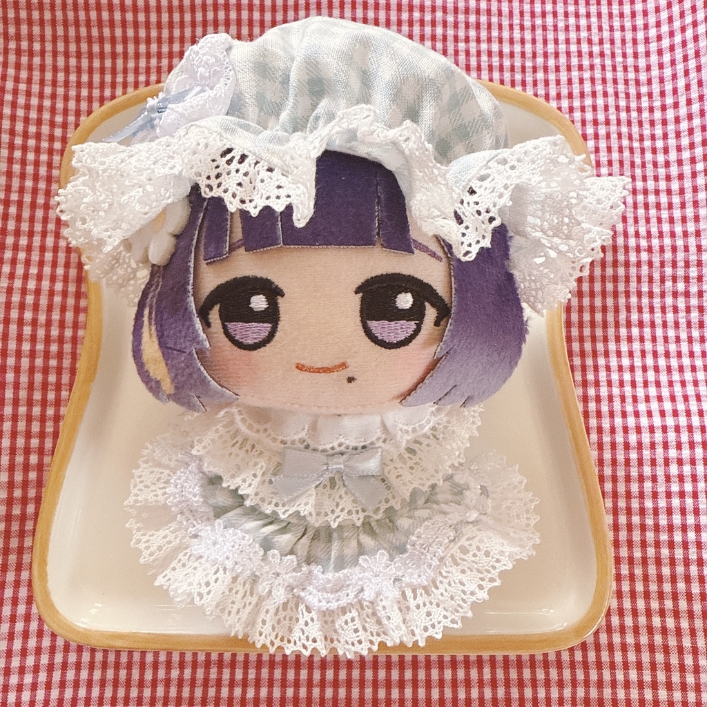 ちびぐるみサイズ☆水色チェック柄♡2点set☆ぬい服