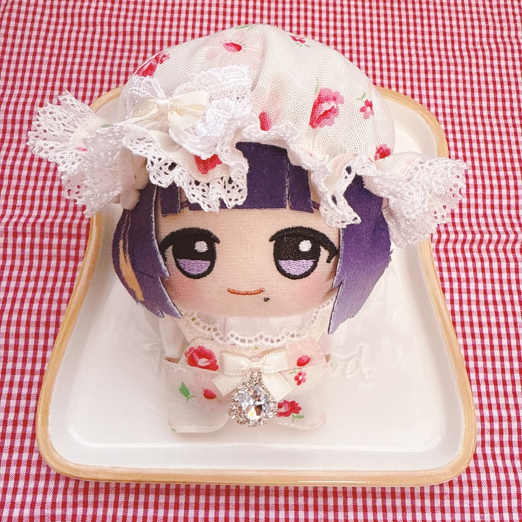 ちびぐるみサイズ‪☆オフホワイト×フラワー柄♡3点せt‪☆ぬい服