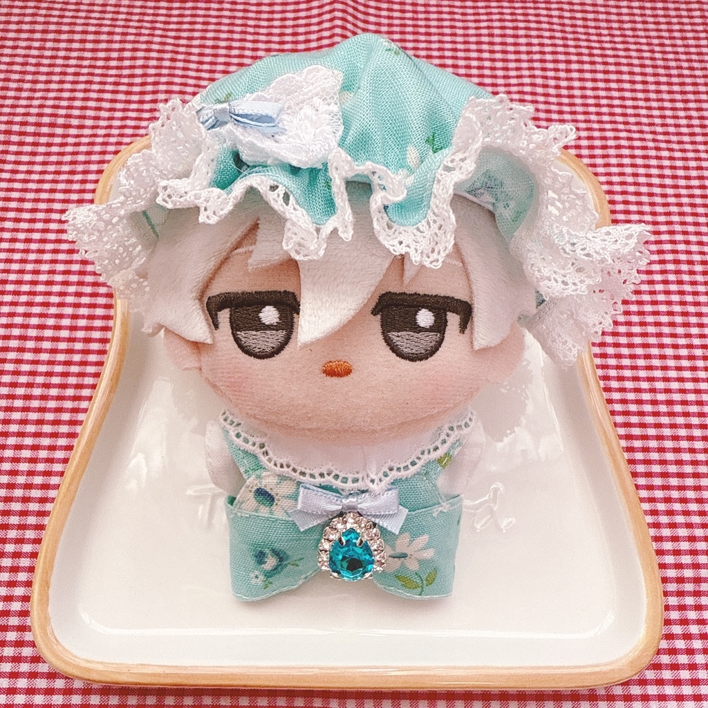 ちびぐるみサイズ☆水色×マーガレットローズ柄♡3点set☆ぬい服