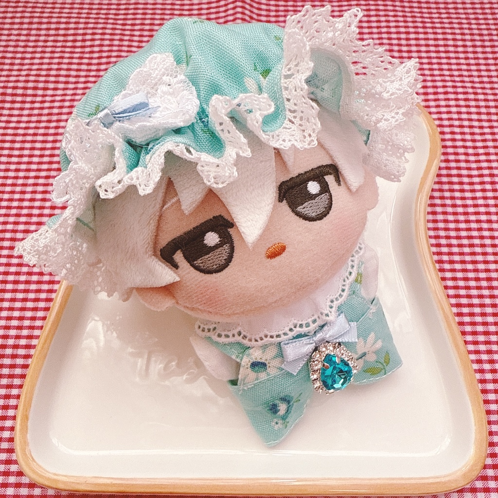 ちびぐるみサイズ☆水色×マーガレットローズ柄♡3点set☆ぬい服