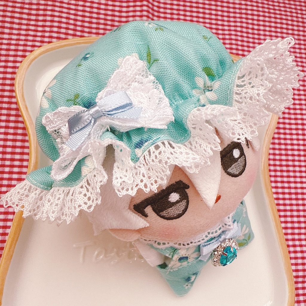 ちびぐるみサイズ☆水色×マーガレットローズ柄♡3点set☆ぬい服