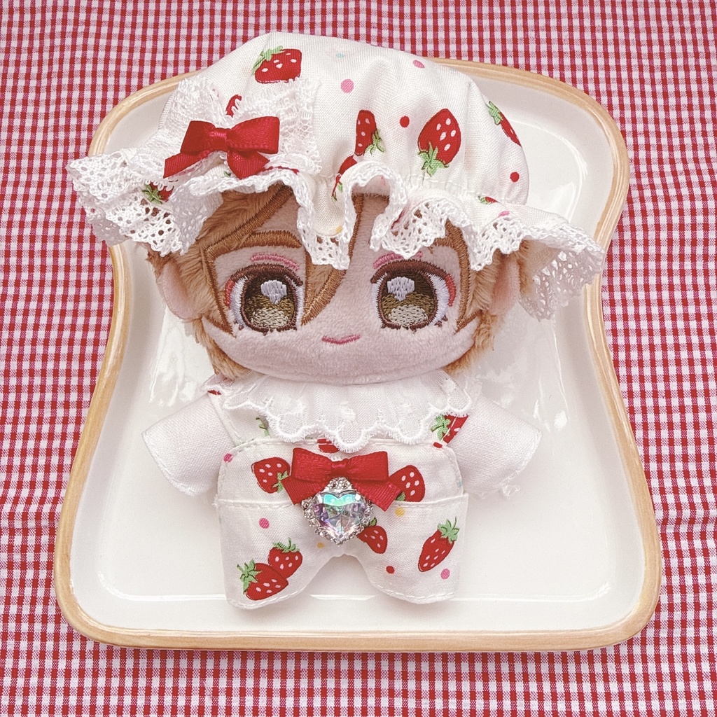 いつぬいサイズ☆ホワイト×イチゴ柄♡3点set☆あんスタぬい服