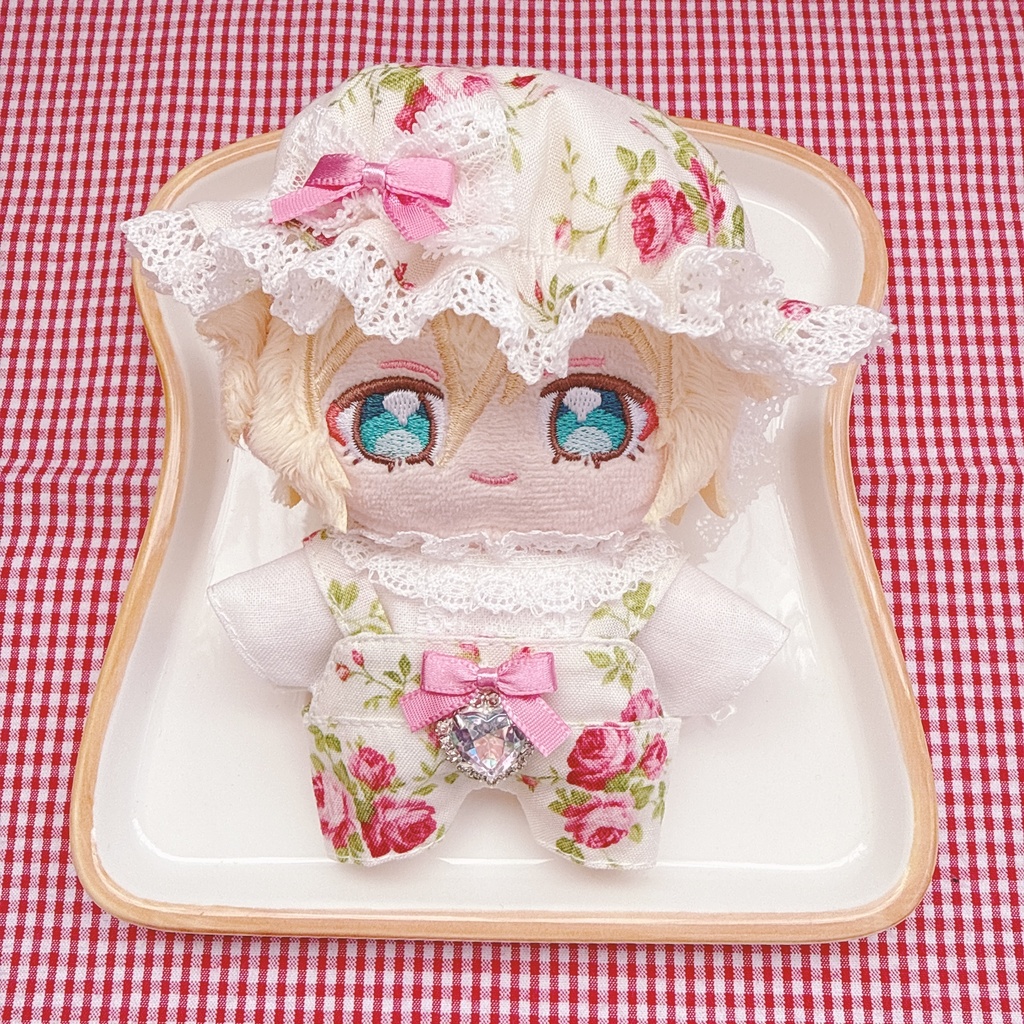 いつぬいサイズ☆ホワイト×ピンクローズ柄♡3点set☆あんスタぬい服