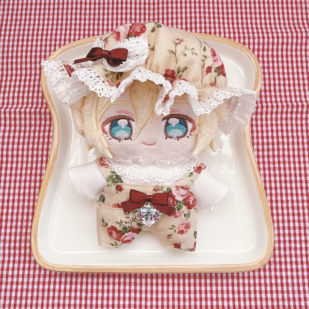 いつぬいサイズ☆ベージュ×ボルドーローズ柄♡3点set☆あんスタぬい服