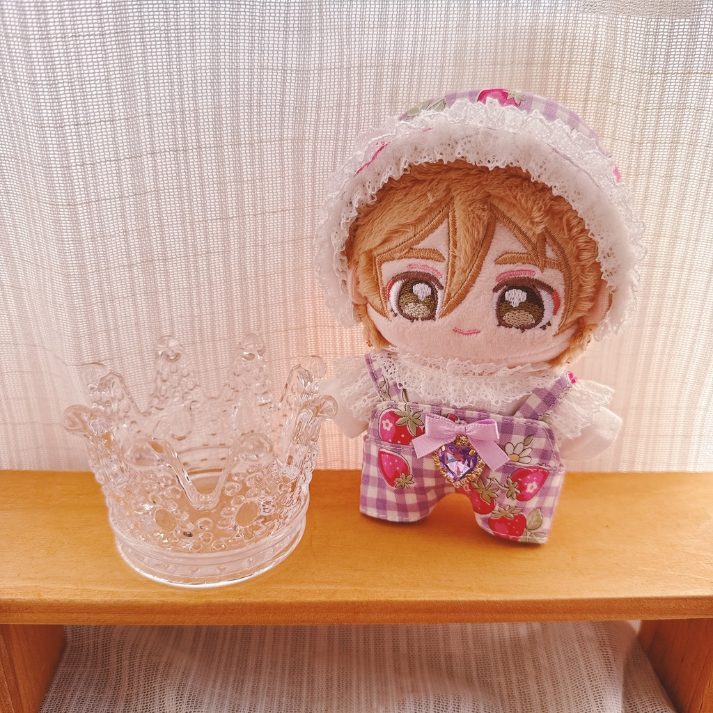 いつぬいサイズ☆薄パープルチェック×イチゴ柄♡3点set☆あんスタぬい服