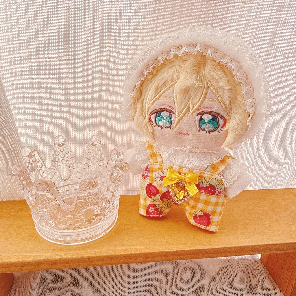 いつぬいサイズ☆イエローチェック×イチゴ柄♡3点set☆あんスタぬい服