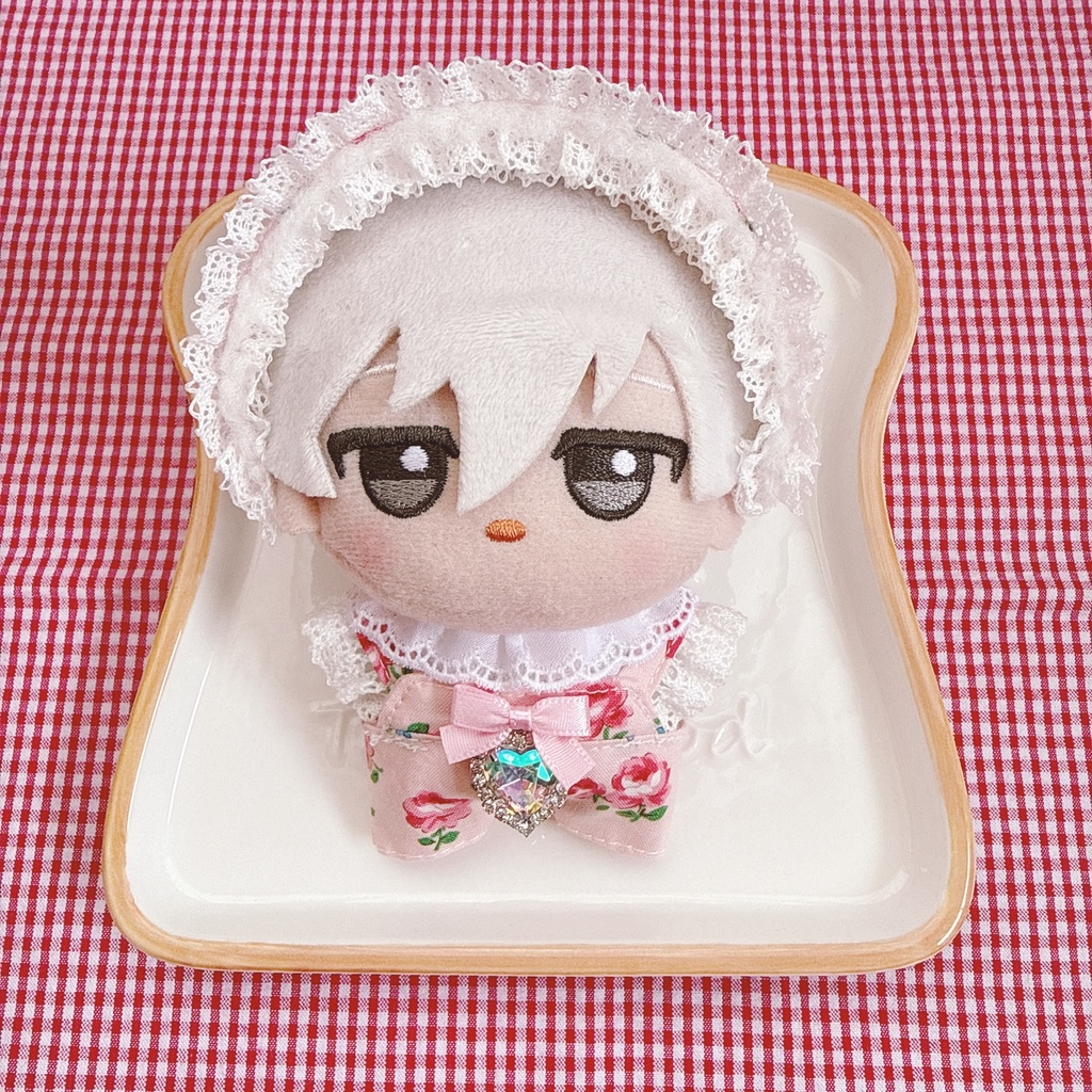 ちびぐるみサイズ☆ピンク×ピンクローズ柄♡3点set☆ぬい服