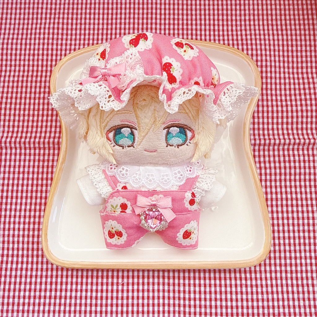 いつぬいサイズ☆ピンク×イチゴチェリー柄♡3点set☆あんスタぬい服
