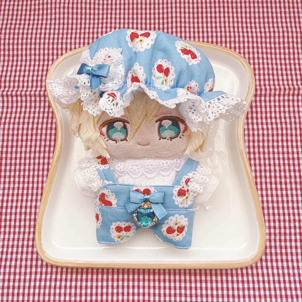 いつぬいサイズ☆水色×イチゴチェリー柄♡3点set☆あんスタぬい服