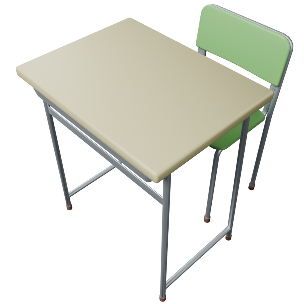 【blender・unity】学校の机と椅子