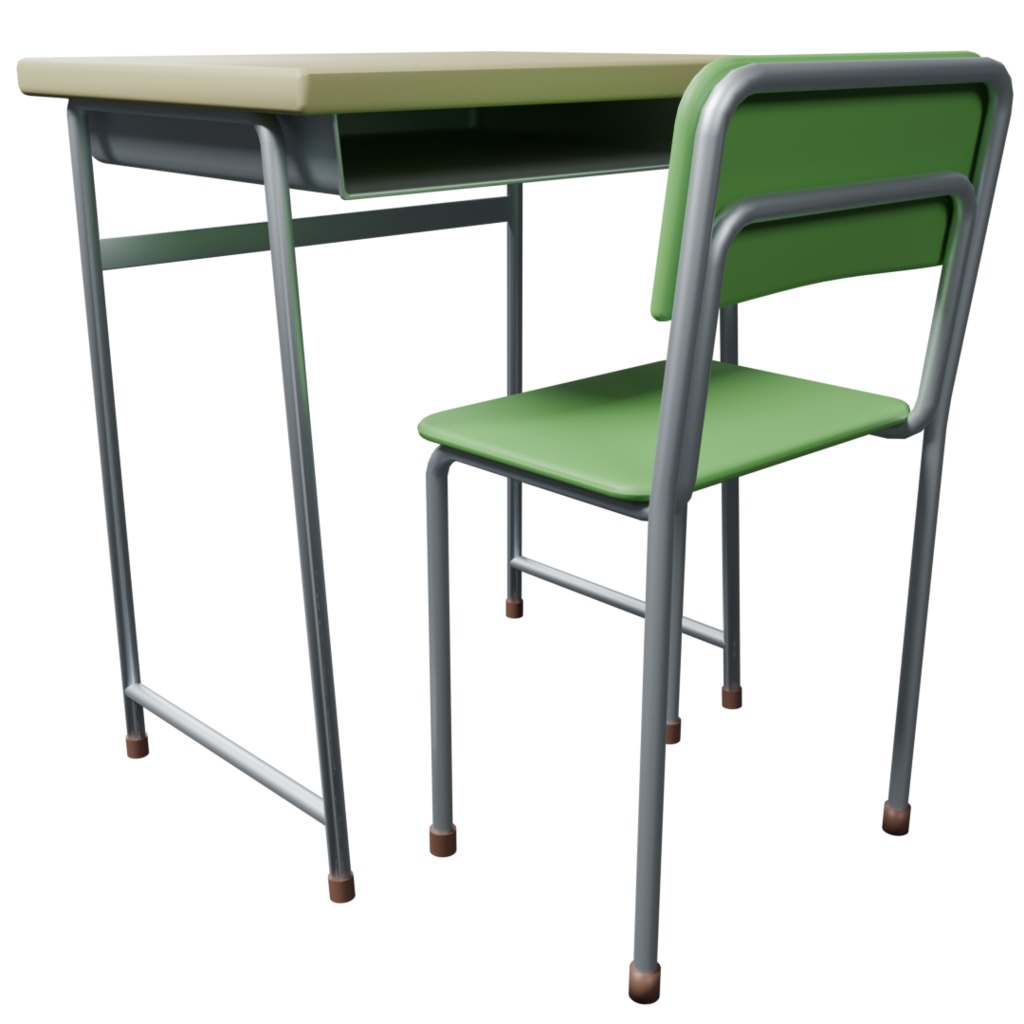 【blender・unity】学校の机と椅子