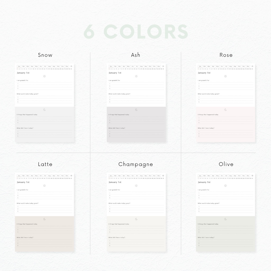 モーニング&イブニングジャーナル┊︎6色展開┊︎感謝日記┊︎セルフケア┊︎リンク付き