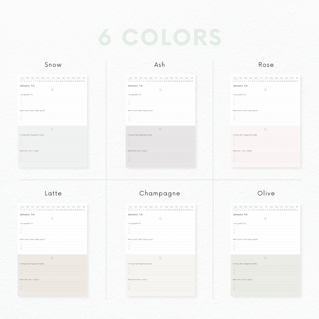 モーニング&イブニングジャーナル┊︎6色展開┊︎感謝日記┊︎セルフケア┊︎リンク付き