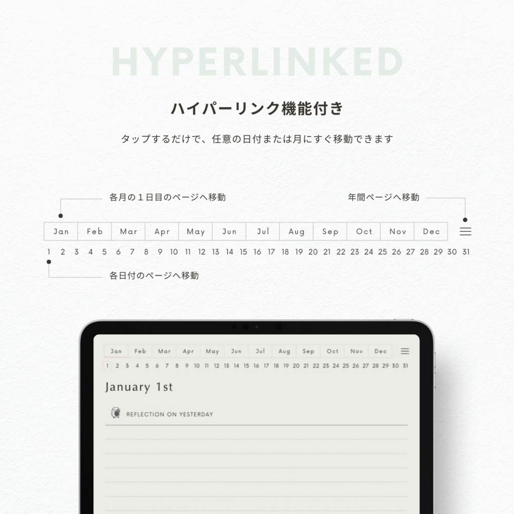 モーニングジャーナル┊︎4色展開┊︎昨日の振り返り┊︎今日やること┊︎リンク付き