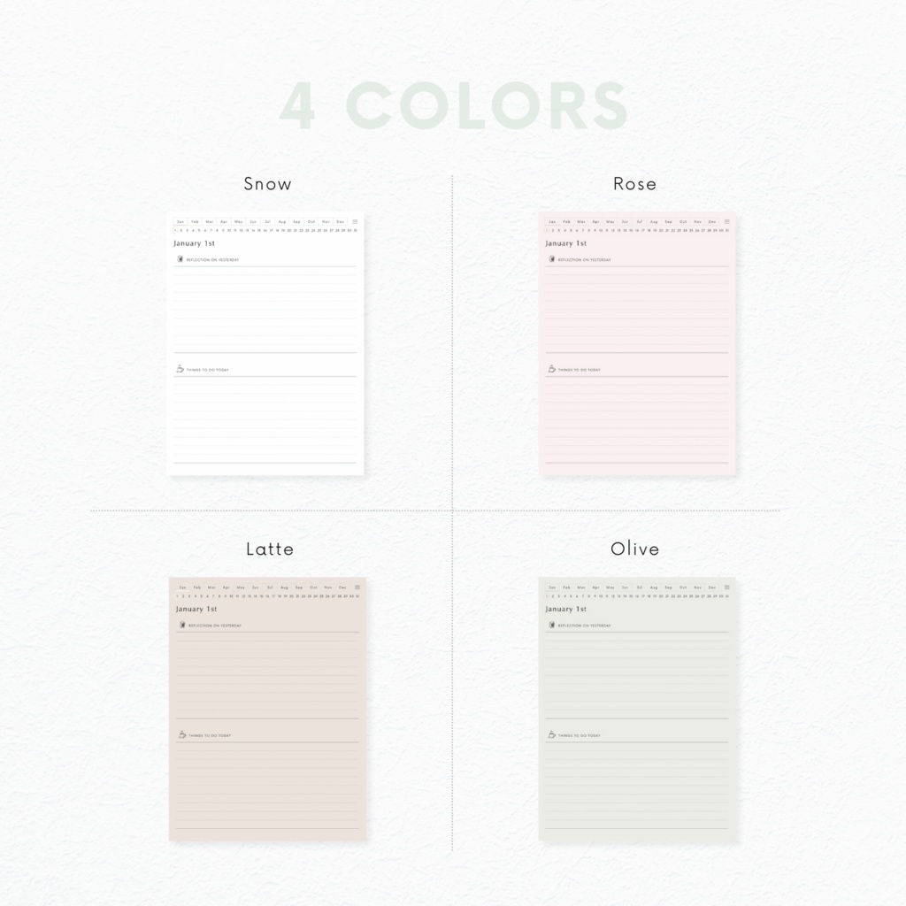 モーニングジャーナル┊︎4色展開┊︎昨日の振り返り┊︎今日やること┊︎リンク付き