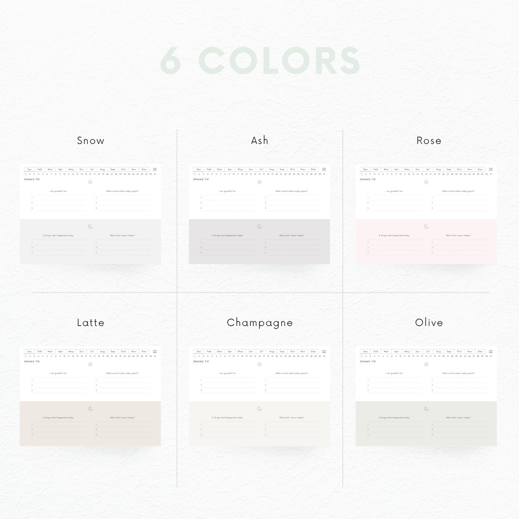 モーニング&イブニングジャーナル┊︎6色展開┊︎感謝日記┊︎セルフケア┊︎リンク付き