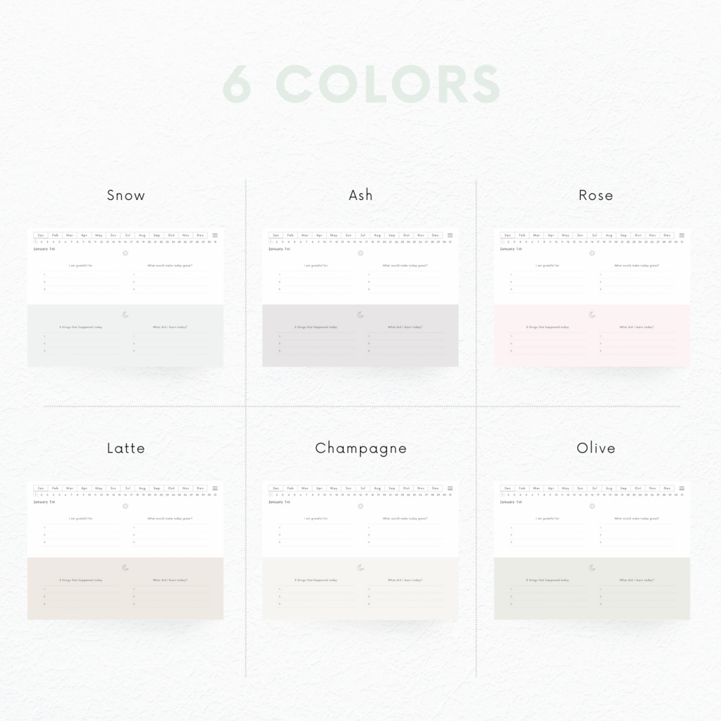 モーニング&イブニングジャーナル┊︎6色展開┊︎感謝日記┊︎セルフケア┊︎リンク付き