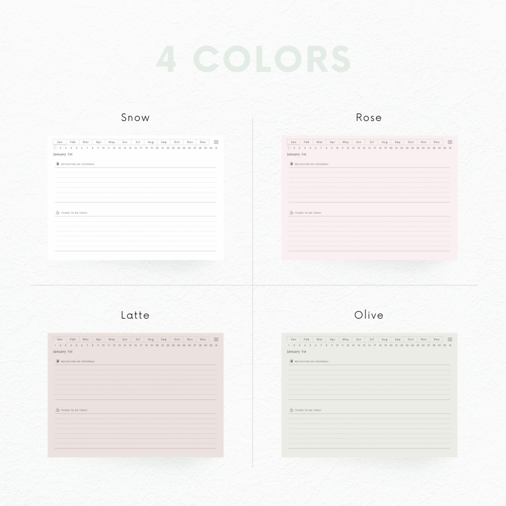 モーニングジャーナル┊︎4色展開┊︎昨日の振り返り┊︎今日やること┊︎リンク付き