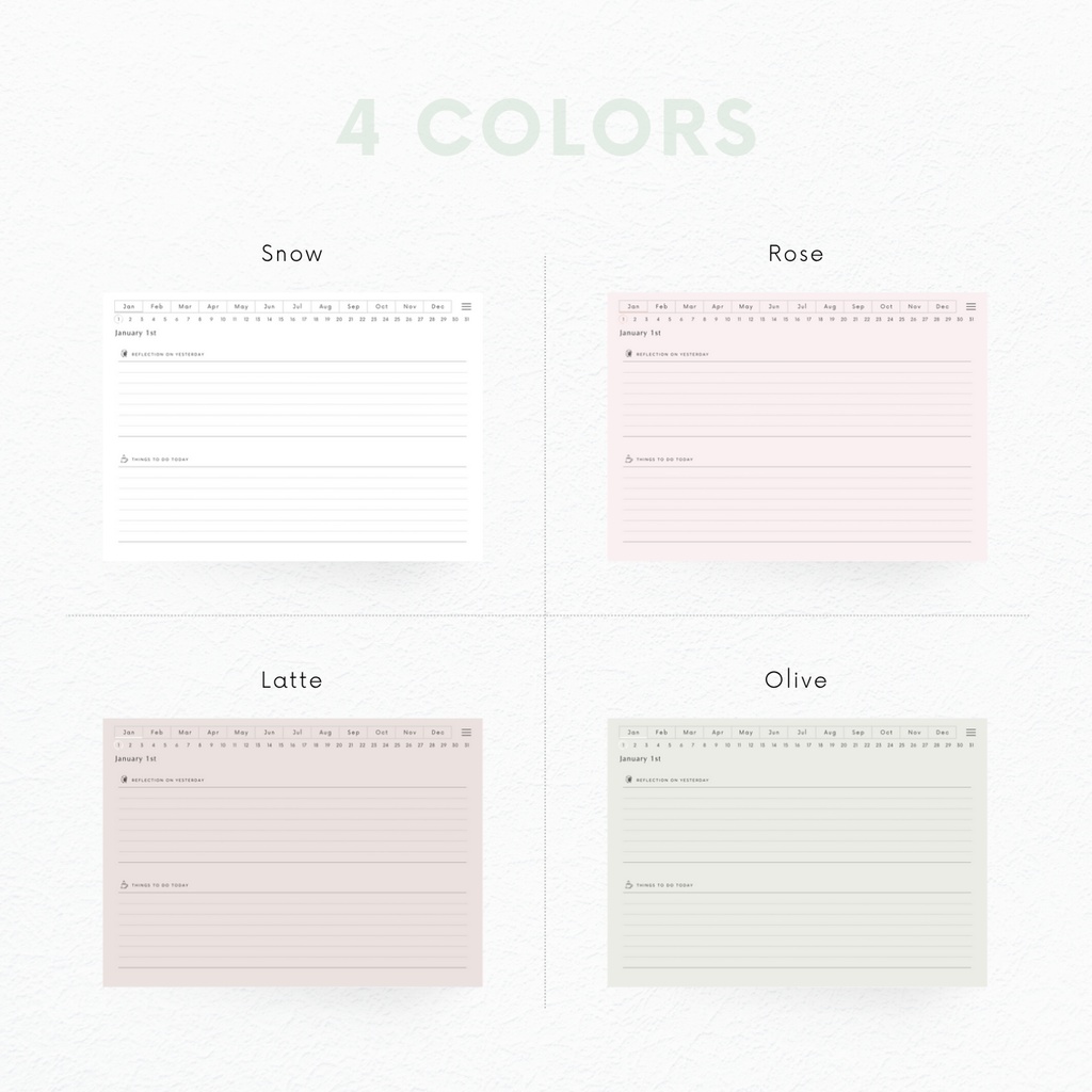 モーニングジャーナル┊︎4色展開┊︎昨日の振り返り┊︎今日やること┊︎リンク付き