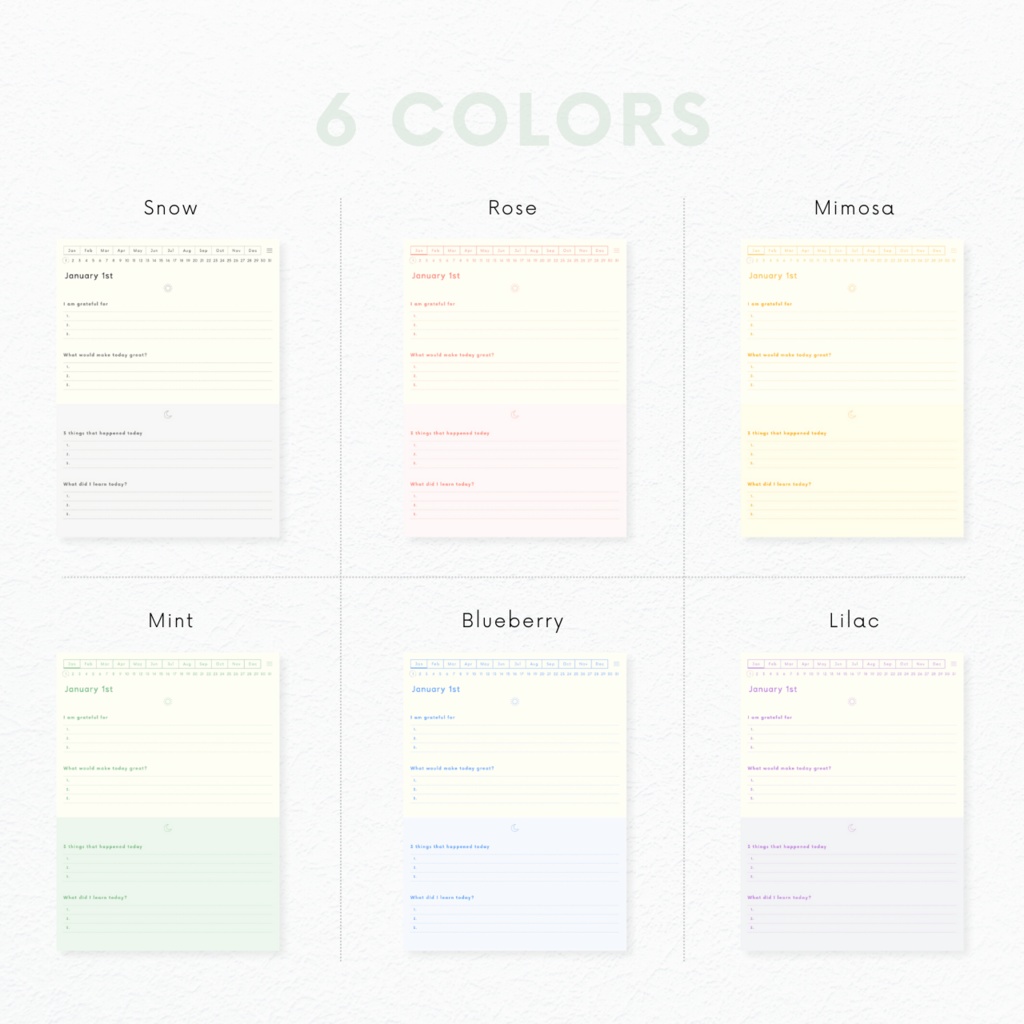 モーニング&イブニングジャーナル┊︎6色展開┊︎感謝日記┊︎マインドフルネス┊︎リンク付き