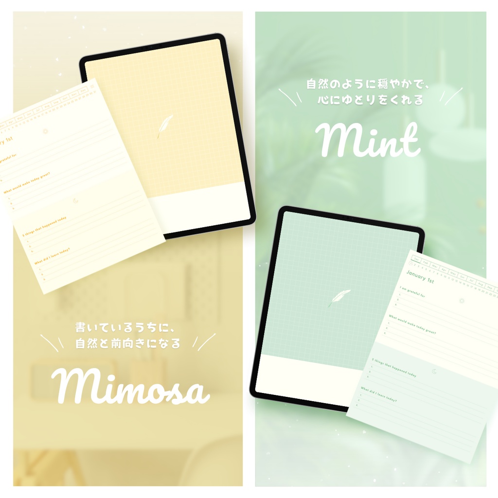 モーニング&イブニングジャーナル┊︎6色展開┊︎感謝日記┊︎マインドフルネス┊︎リンク付き