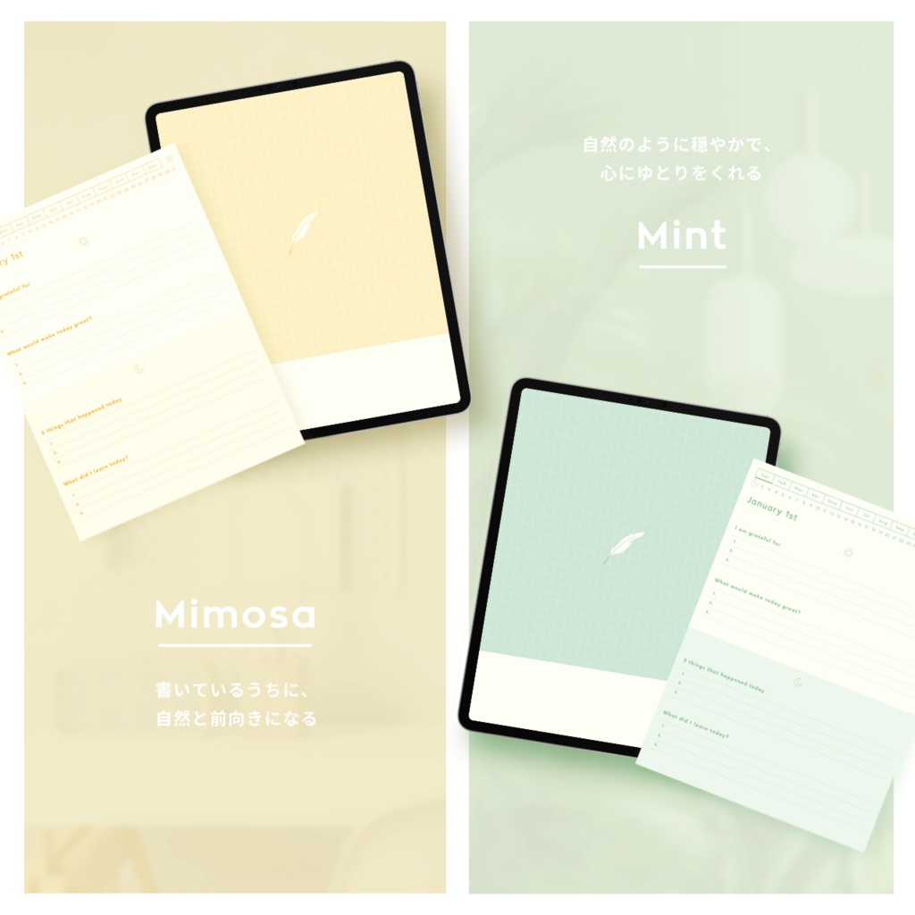 モーニング&イブニングジャーナル┊︎6色展開┊︎感謝日記┊︎マインドフルネス┊︎リンク付き