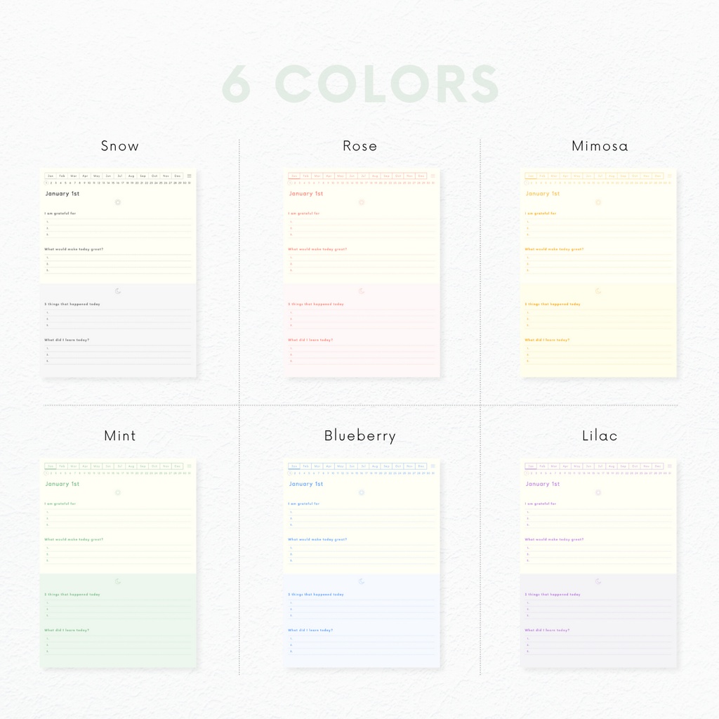 モーニング&イブニングジャーナル┊︎6色展開┊︎感謝日記┊︎マインドフルネス┊︎リンク付き