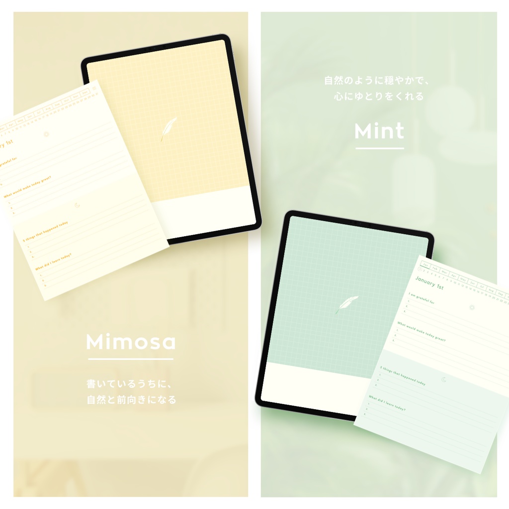 モーニング&イブニングジャーナル┊︎6色展開┊︎感謝日記┊︎マインドフルネス┊︎リンク付き