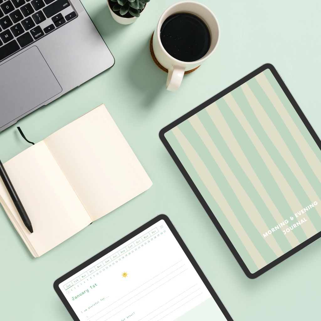 モーニング&イブニングジャーナル┊︎6色展開┊︎感謝日記┊︎マインドフルネス┊︎リンク付き