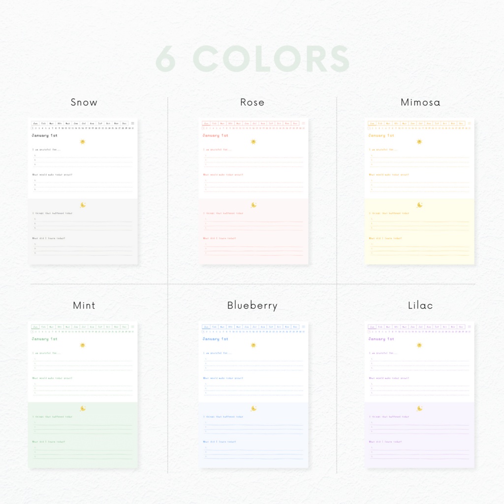 モーニング&イブニングジャーナル┊︎6色展開┊︎感謝日記┊︎マインドフルネス┊︎リンク付き