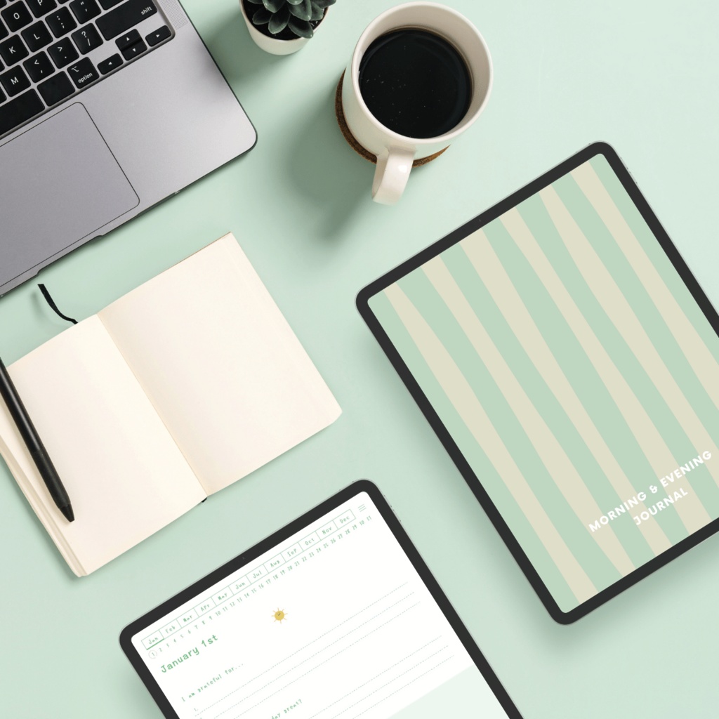 モーニング&イブニングジャーナル┊︎6色展開┊︎感謝日記┊︎マインドフルネス┊︎リンク付き