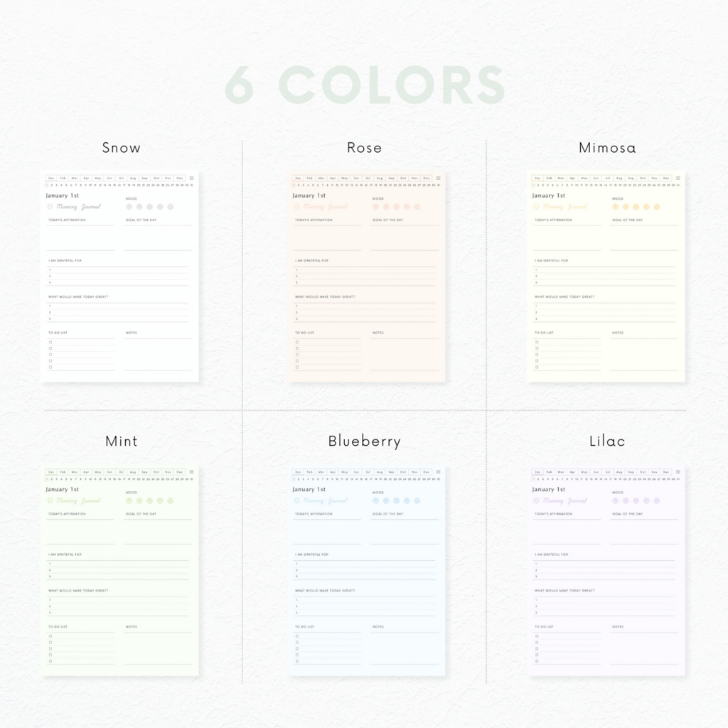モーニングジャーナル┊︎6色展開┊︎感謝日記┊︎マインドフルネス┊︎リンク付き