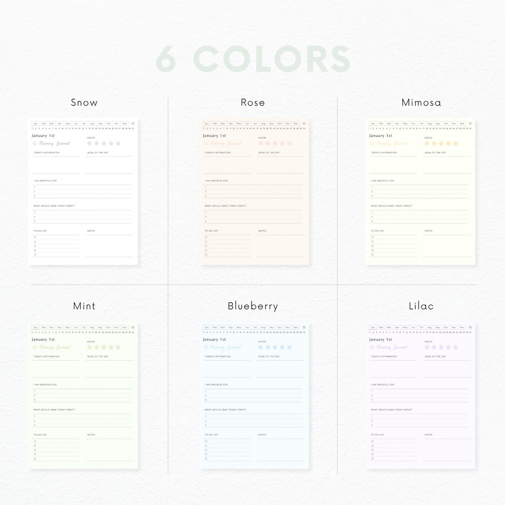 モーニングジャーナル┊︎6色展開┊︎感謝日記┊︎マインドフルネス┊︎リンク付き