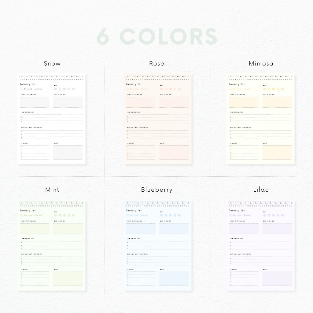 モーニングジャーナル┊︎6色展開┊︎感謝日記┊︎マインドフルネス┊︎リンク付き