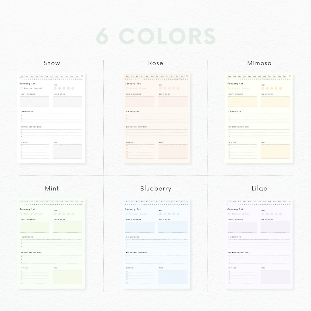 モーニングジャーナル┊︎6色展開┊︎感謝日記┊︎マインドフルネス┊︎リンク付き