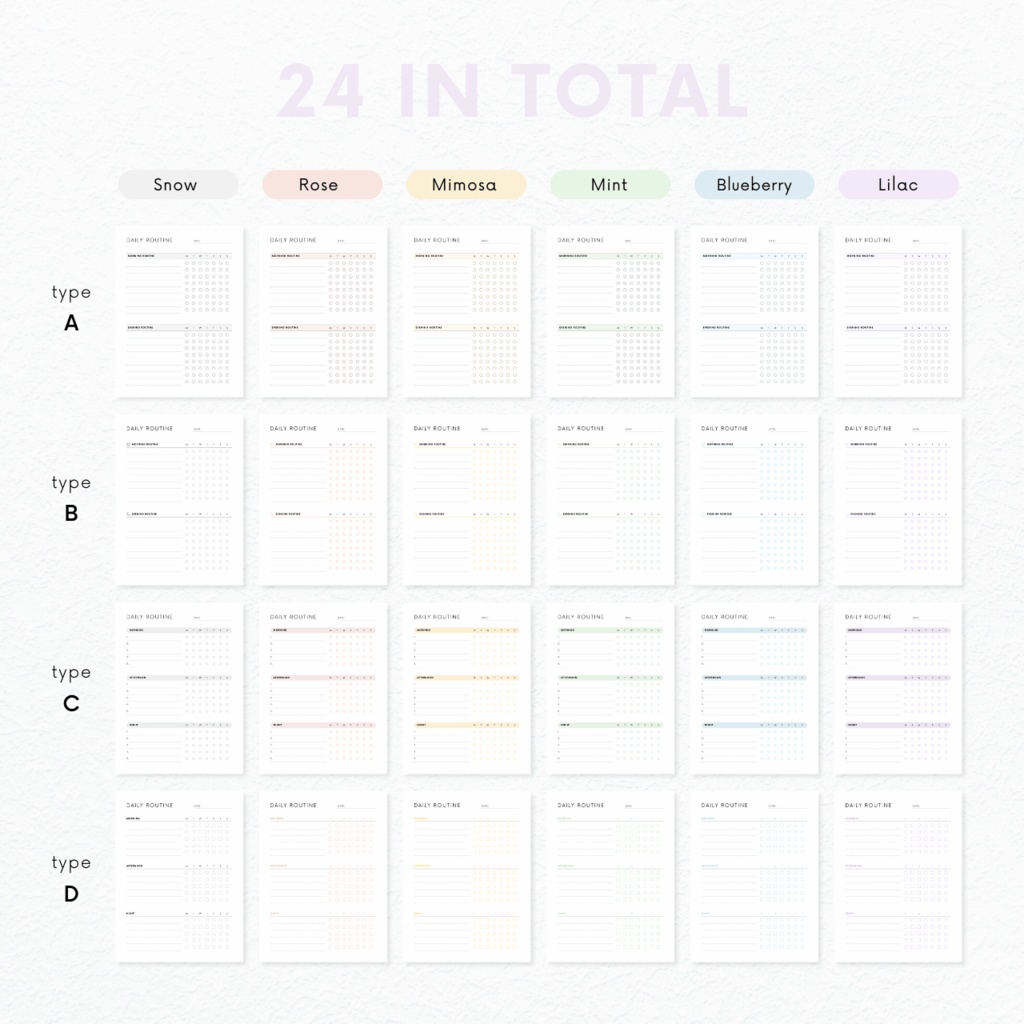 デイリールーティン┊︎6色&4種類┊︎ハビットトラッカー┊︎習慣化