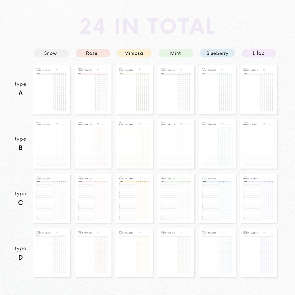 ハビットトラッカー┊︎6色&4種類┊︎習慣化┊︎ルーティン