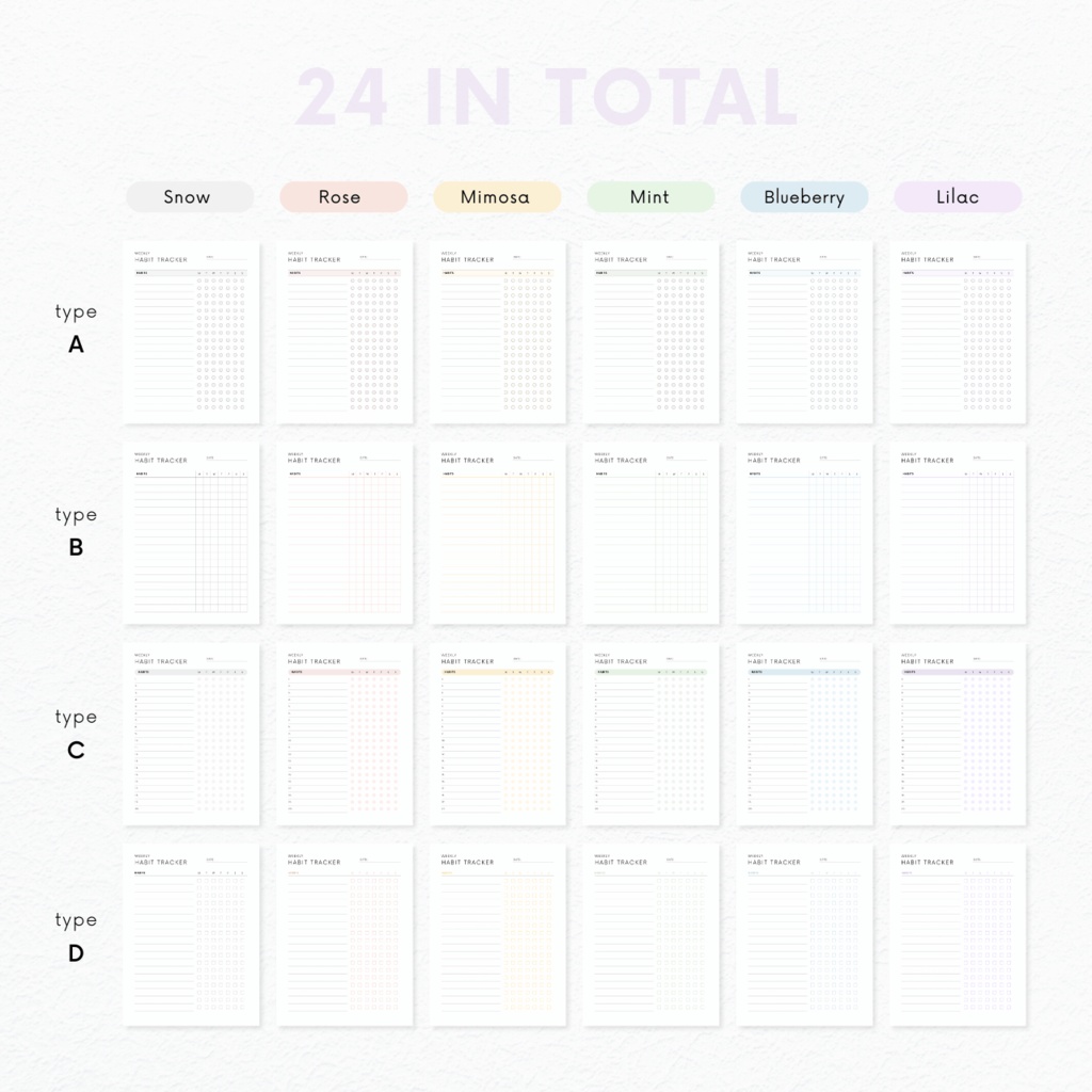 ハビットトラッカー┊︎6色&4種類┊︎習慣化┊︎ルーティン