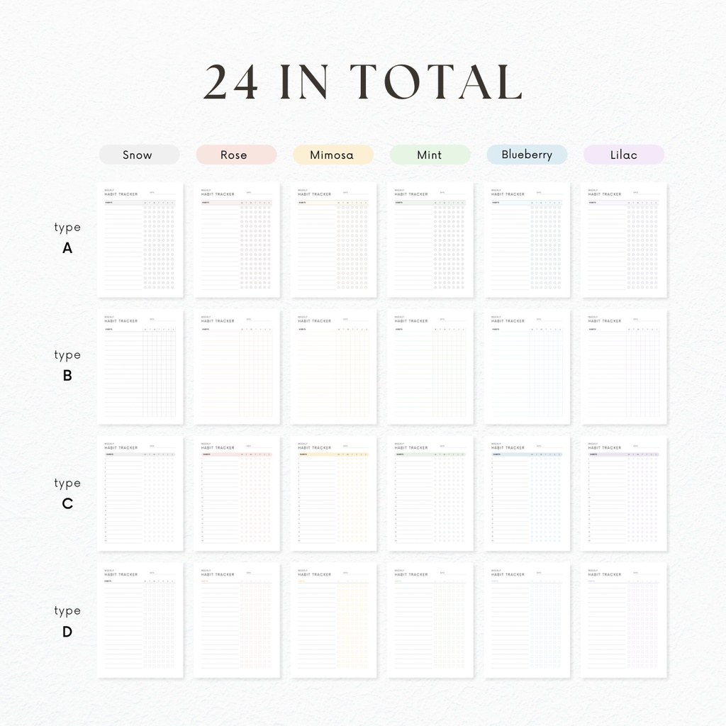 ハビットトラッカー┊︎6色&4種類┊︎習慣化┊︎ルーティン