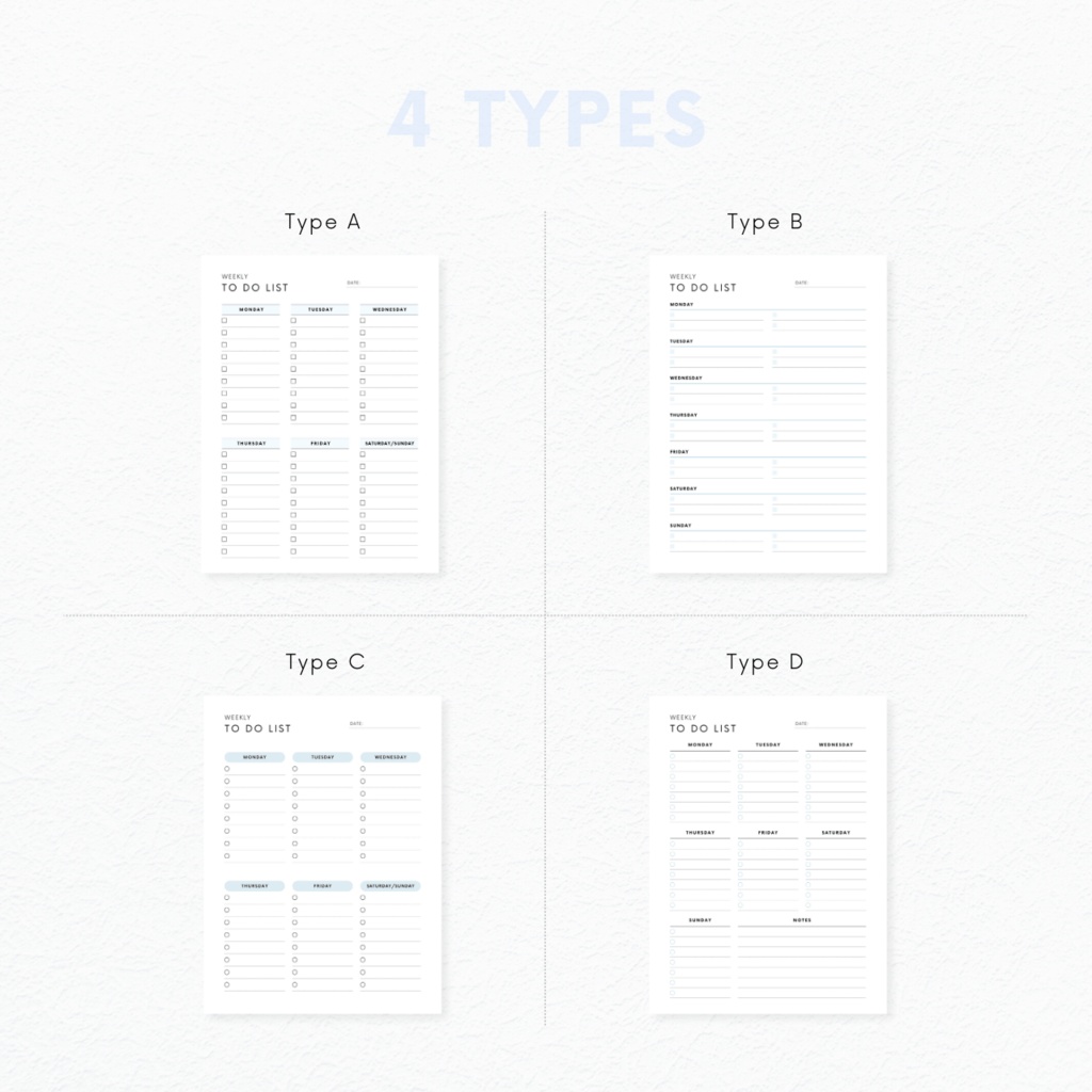 週間ToDoリスト┊︎6色&4種類┊︎やることリスト