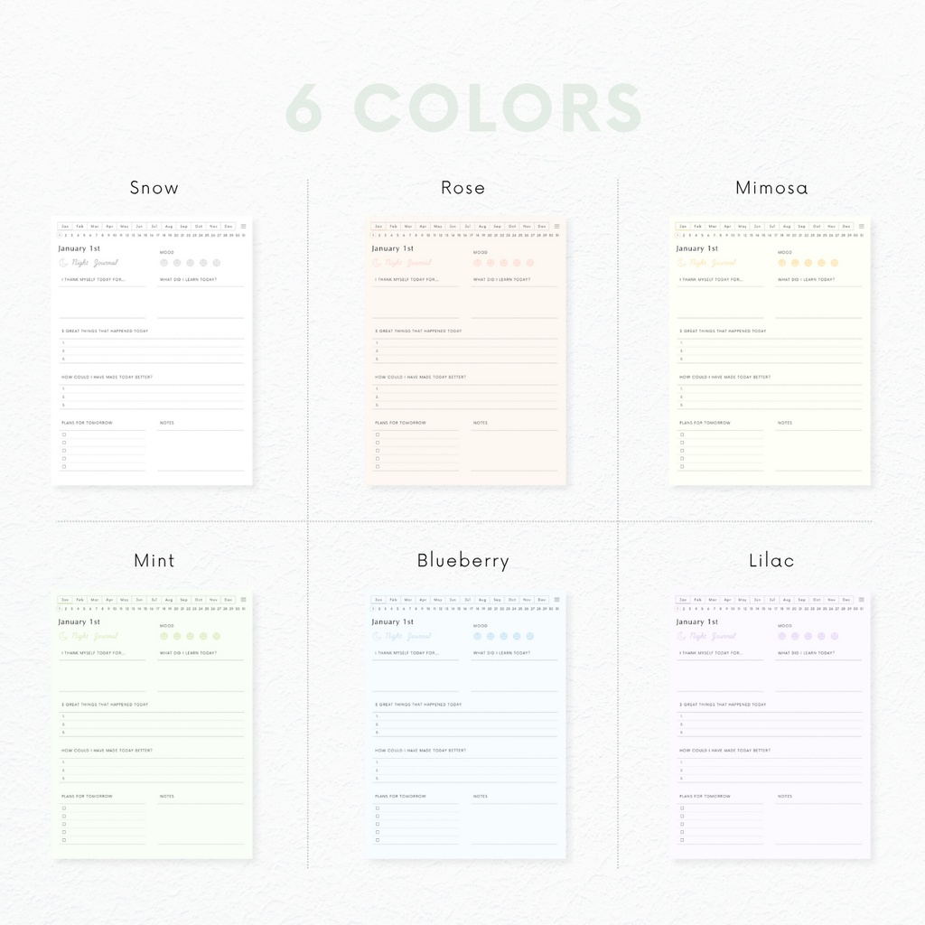 ナイトジャーナル┊︎6色展開┊︎感謝日記┊︎セルフケア┊︎リンク付き