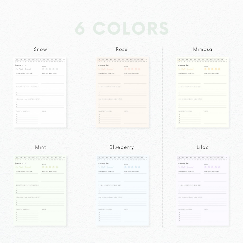 ナイトジャーナル┊︎6色展開┊︎感謝日記┊︎セルフケア┊︎リンク付き