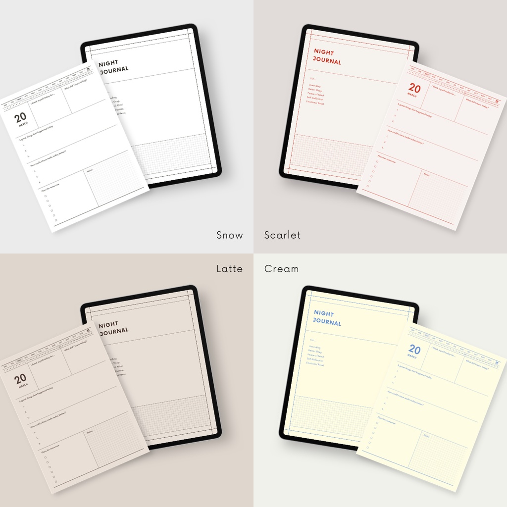 ナイトジャーナル┊︎8色展開┊︎感謝日記┊︎セルフケア┊︎リンク付き