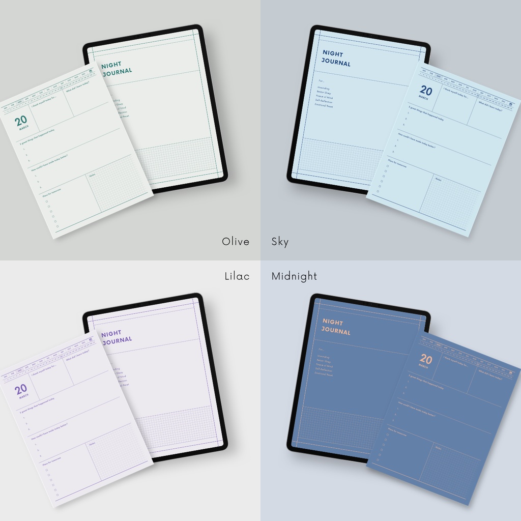 ナイトジャーナル┊︎8色展開┊︎感謝日記┊︎セルフケア┊︎リンク付き